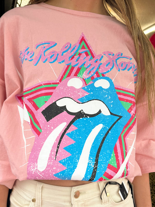 Pink Rolling Stones Tee