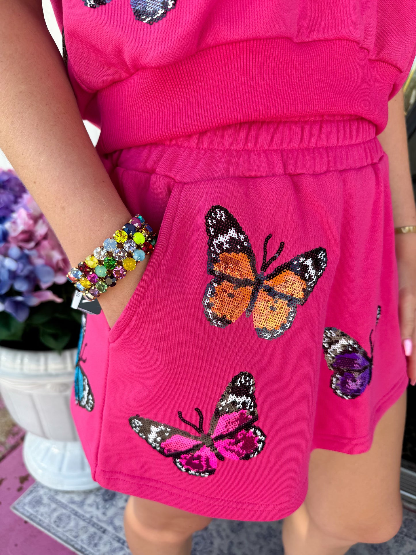 Hot Pink Butterfly Skort Set