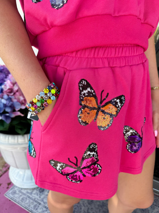 Hot Pink Butterfly Skort Set