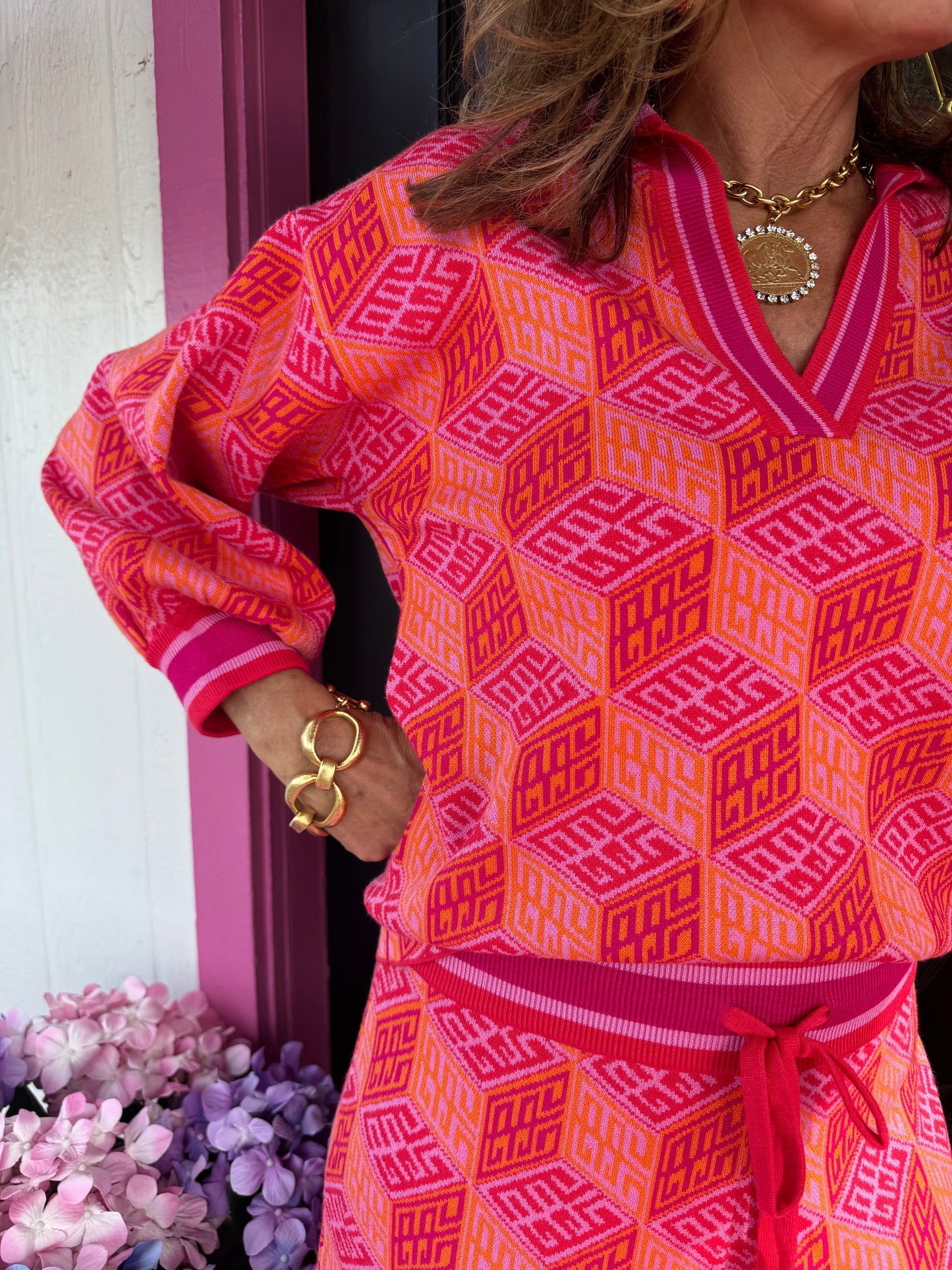 Pink/Orange Block Monogram Set