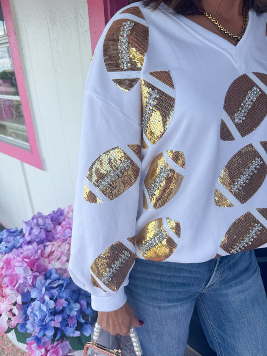 White/Gold Stone Football SS