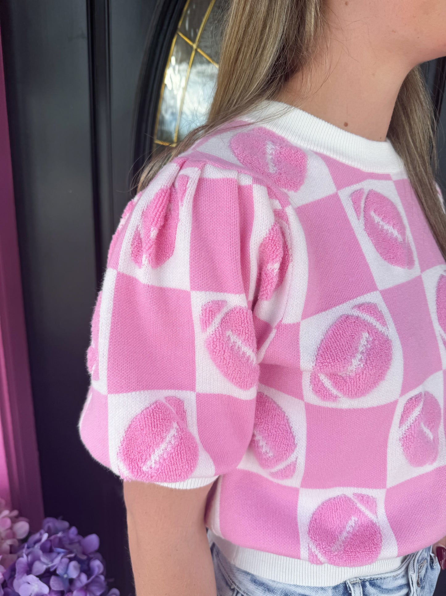 Pink/White Multi Football Sweater