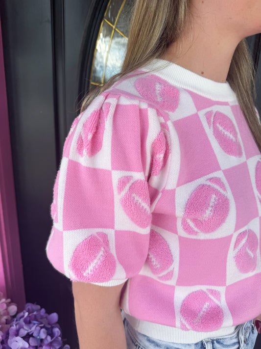Pink/White Multi Football Sweater