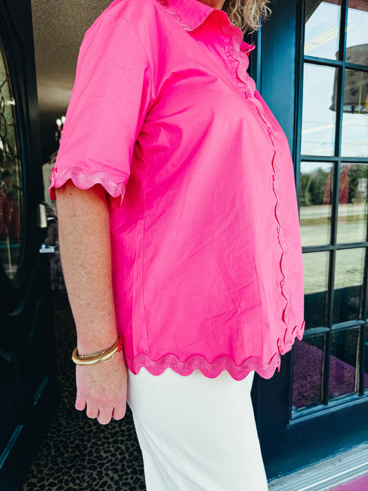 Pink Wave SS Button Top