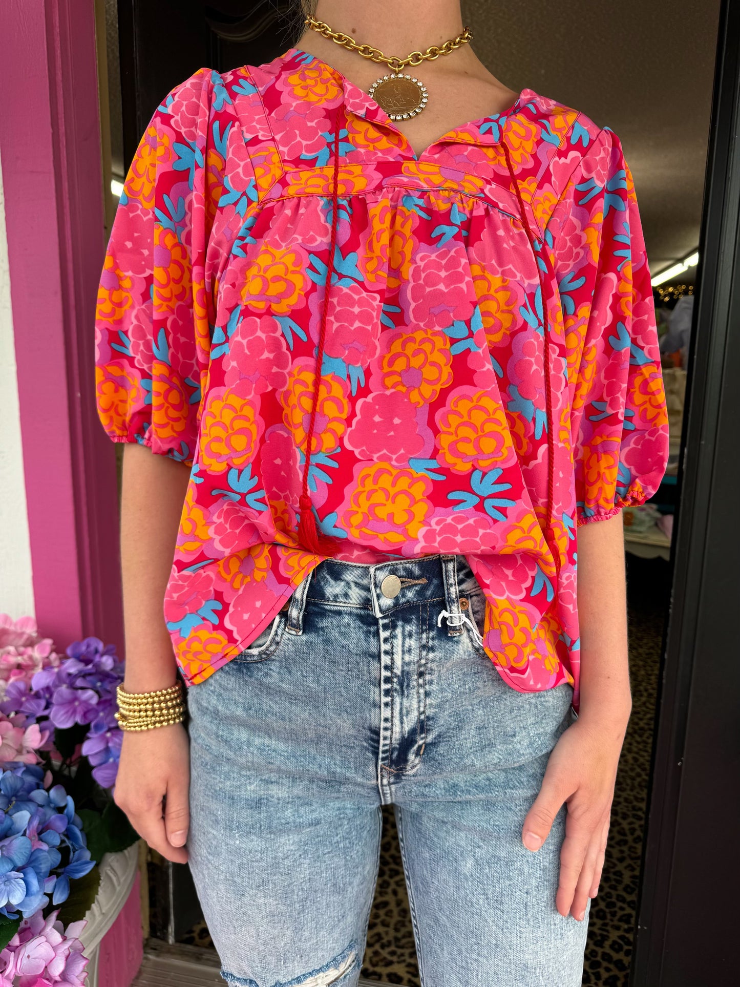 Penny Raspberry Coral Top
