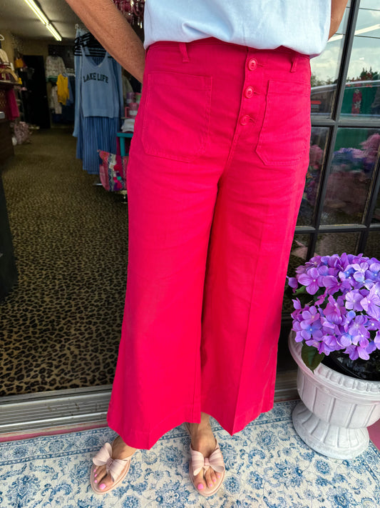 Jodie Red Button Fly Pant
