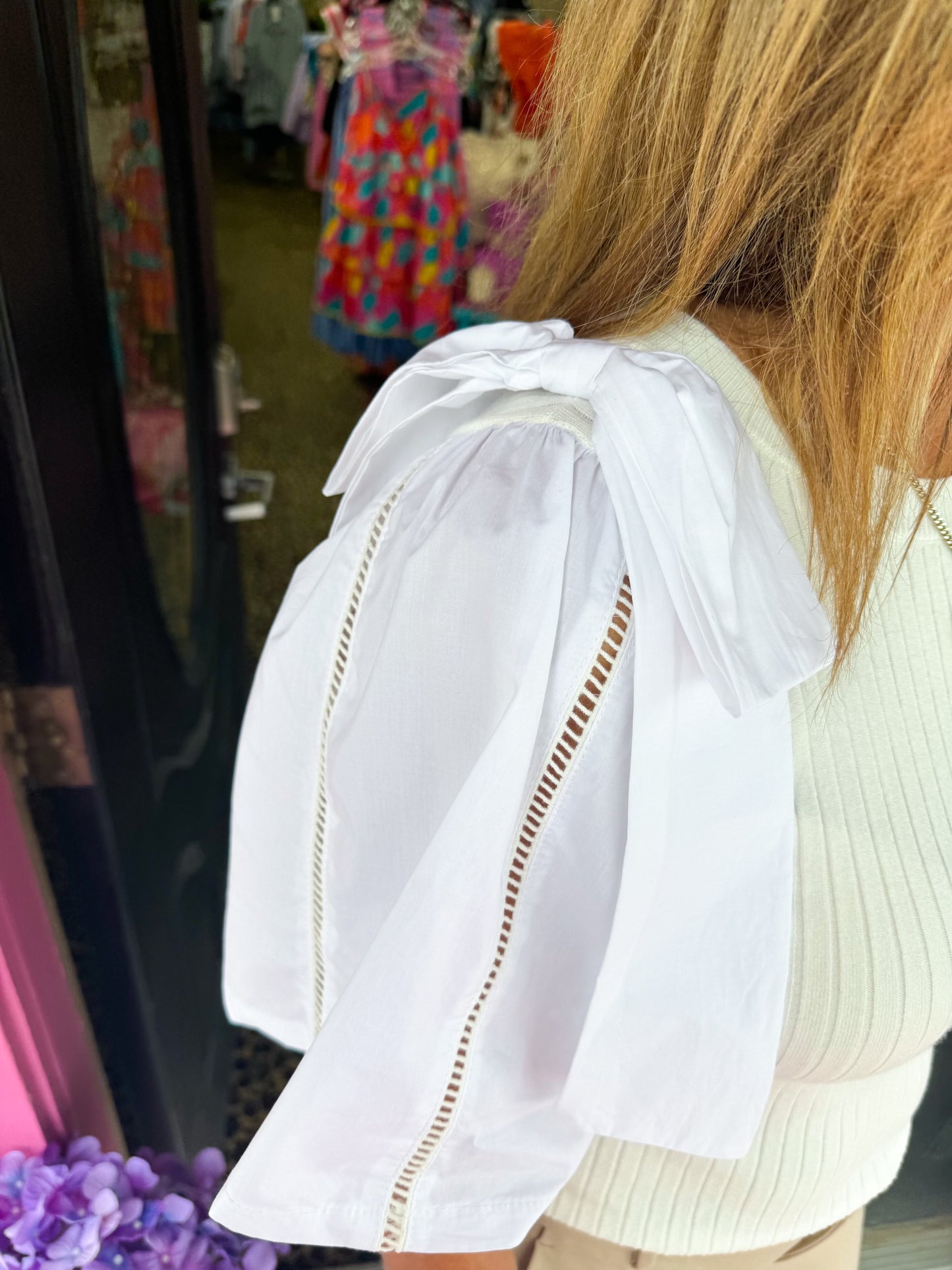 Cream Bow Fitted Sweater