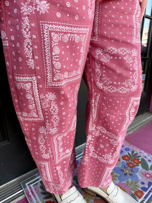 Mauve Bandana Barrel Pant