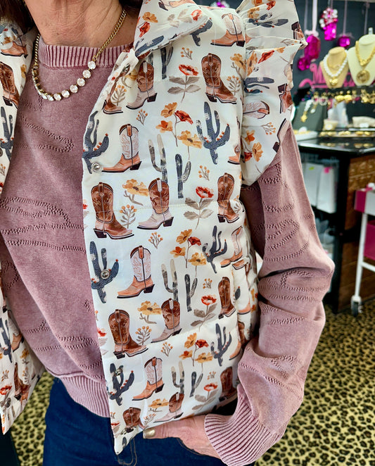 Desert Floral Ruffle Vest