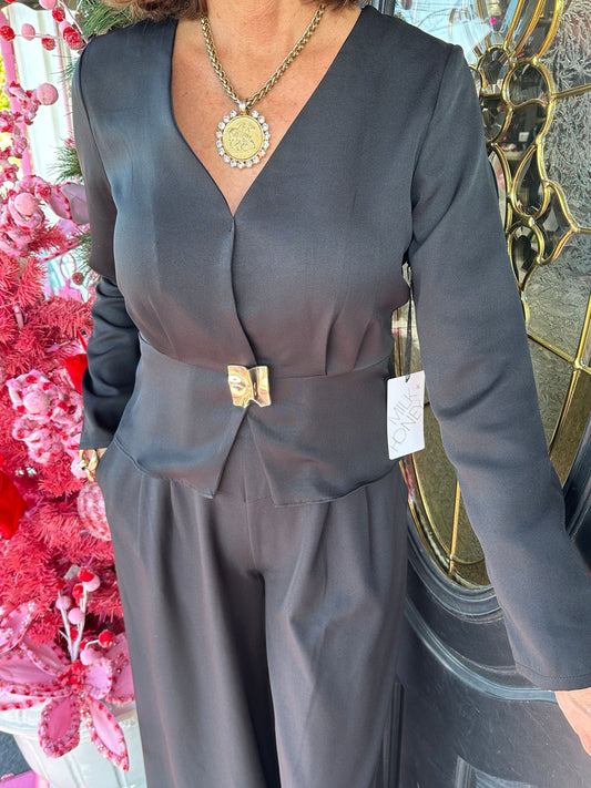 Black LS Metal Buckle Top