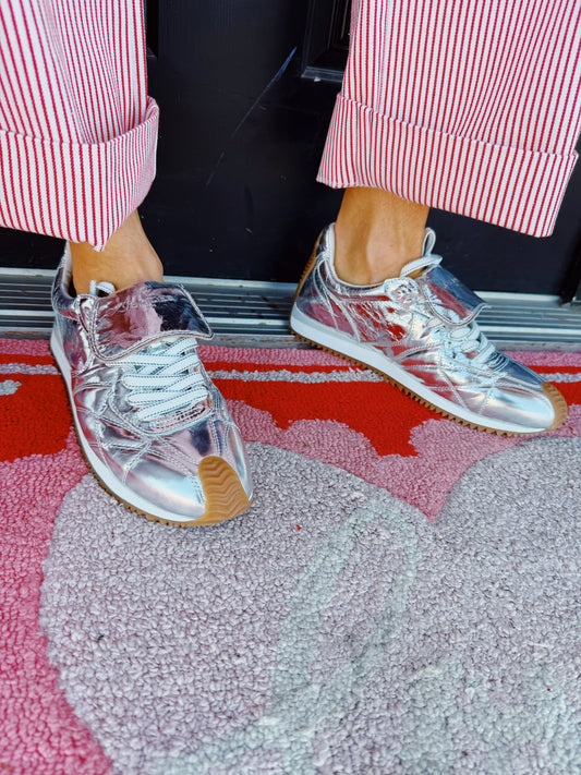 Metallic Silver Lottie Lace Sneaker