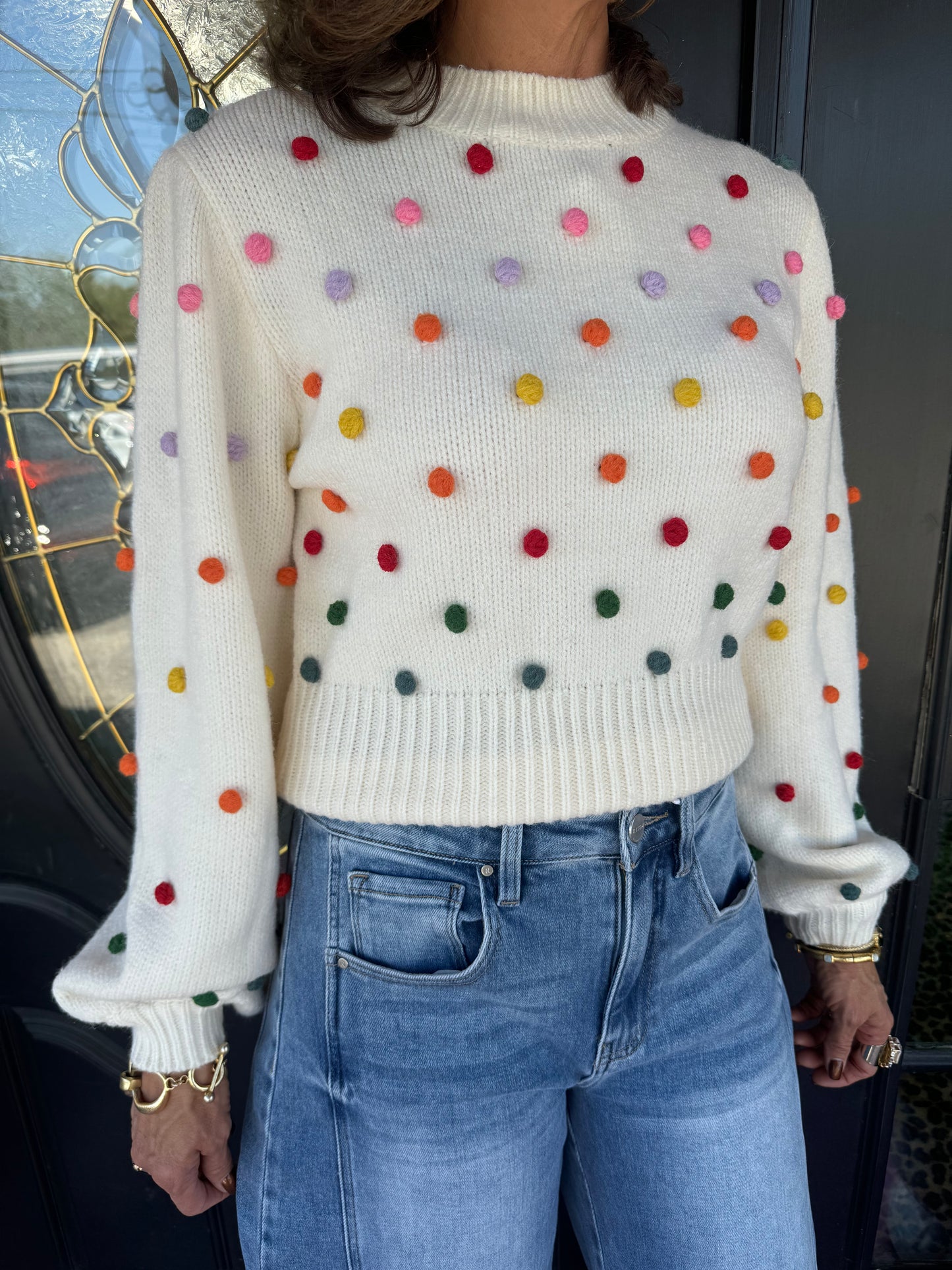 Rainbow Pom Pom Sweater