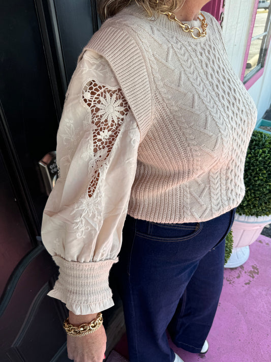 Natasha Cream Lace Sweater
