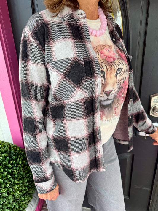 Wht Rose Plaid Saja Shirt