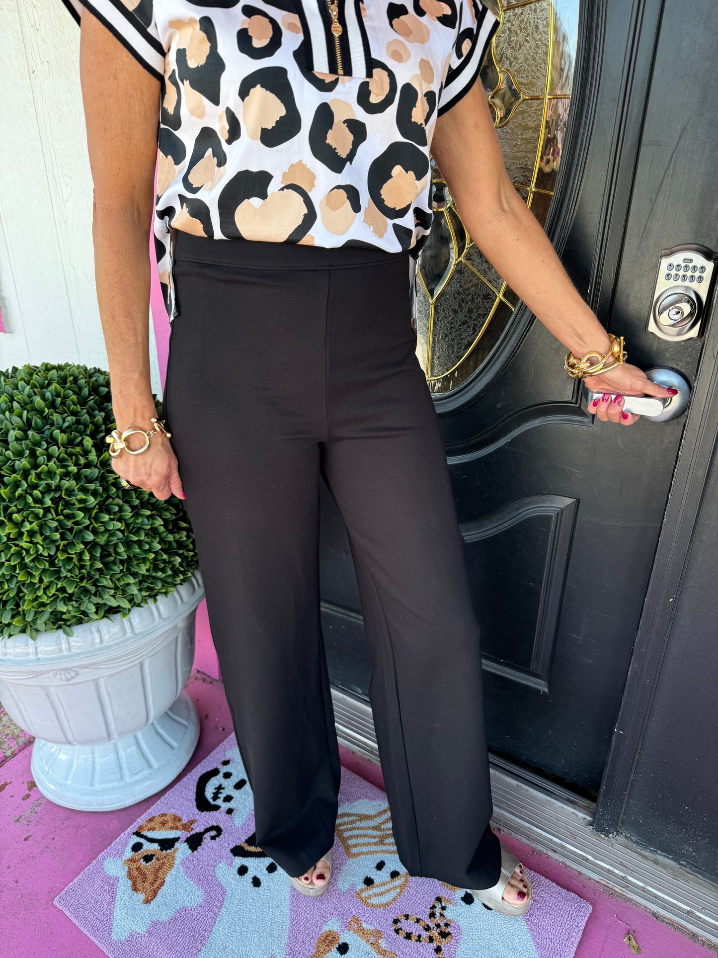 Black Ponti Wide Leg Pant