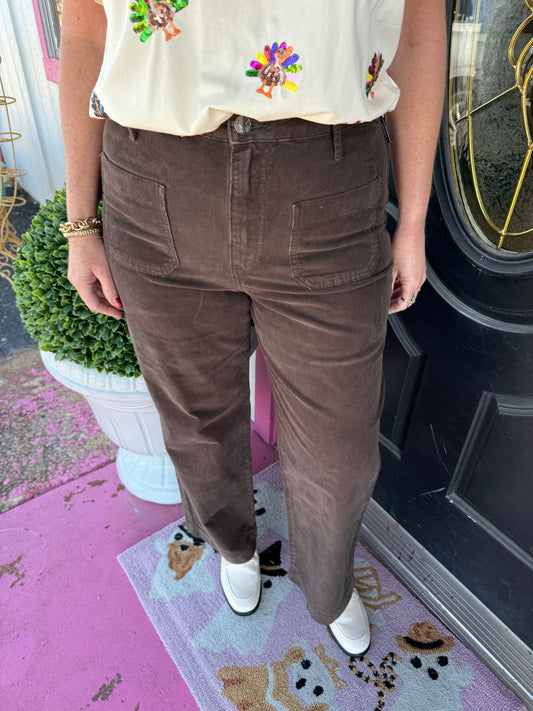 Chocolate Corduroy Sophia Pant