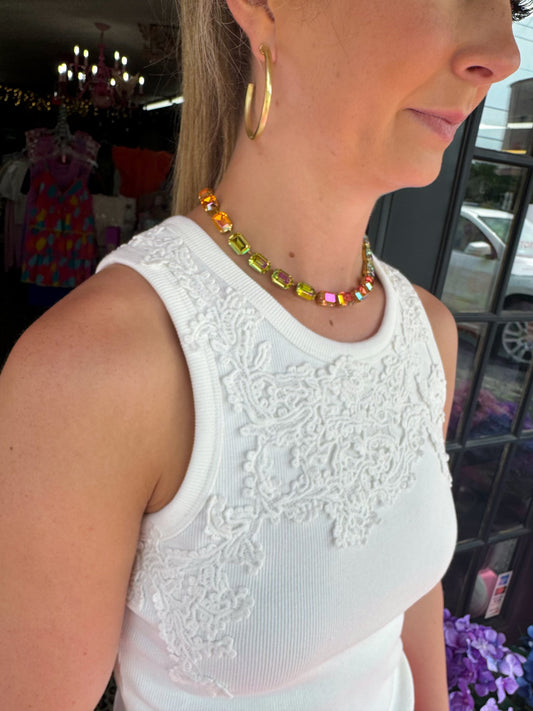 Zenaya White Lace Tank