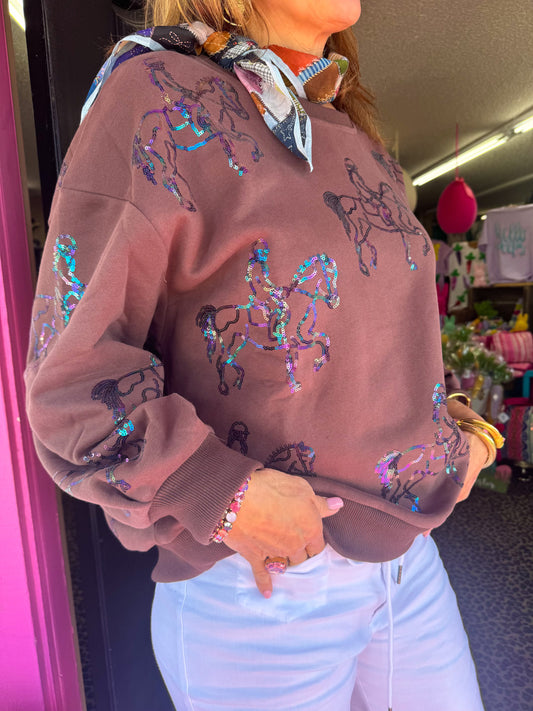 Brown Horse Rider Sweatshirt
