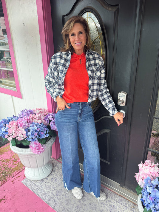 Orange Cut Out Bow Sweater