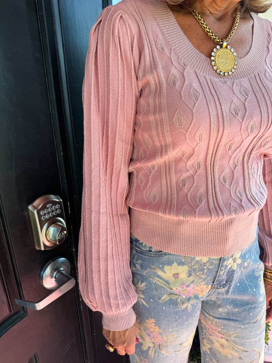 Chase Rose Textured Sweater