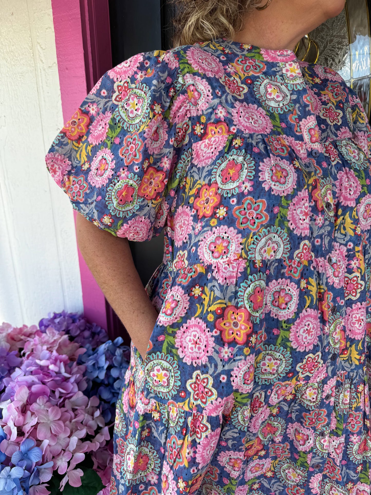 Blue Flowers Eyelet Dress