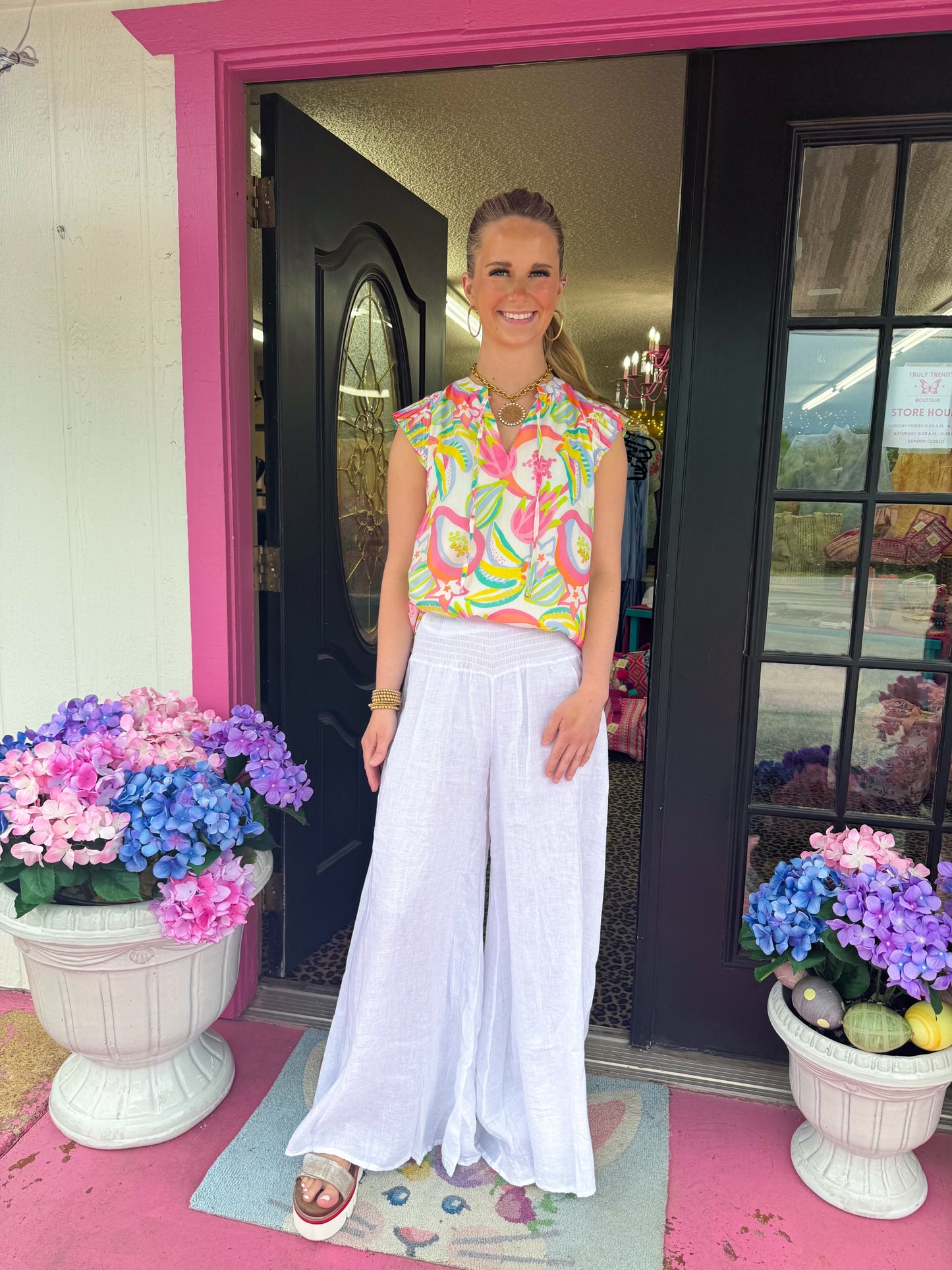 White Smocked Pant