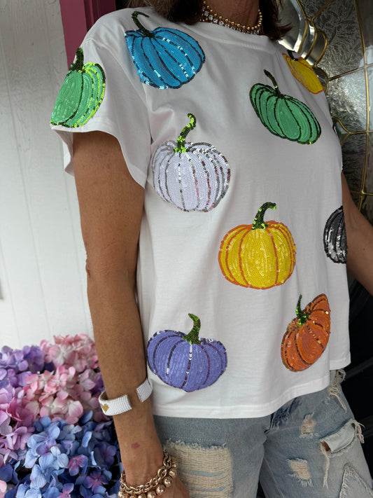 White Multi Pumpkin Tee