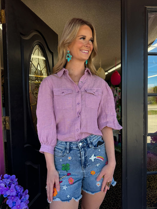 Snap Front Linen Shirt