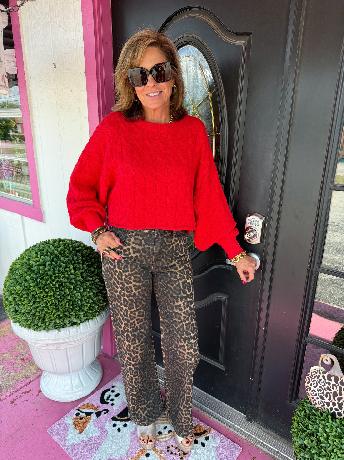 Red Cable L/S Sweater