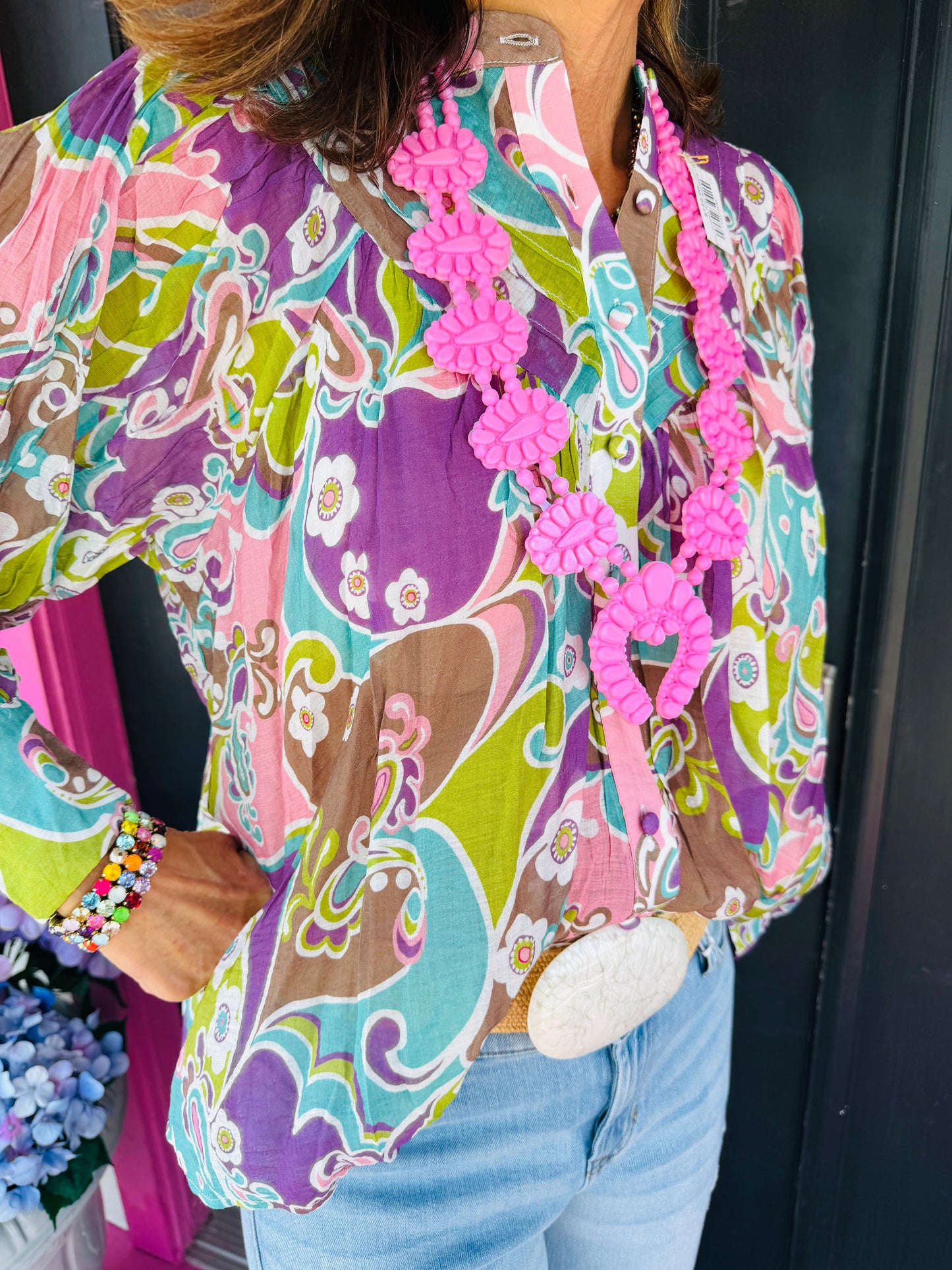Purple Paisley LS Button Down