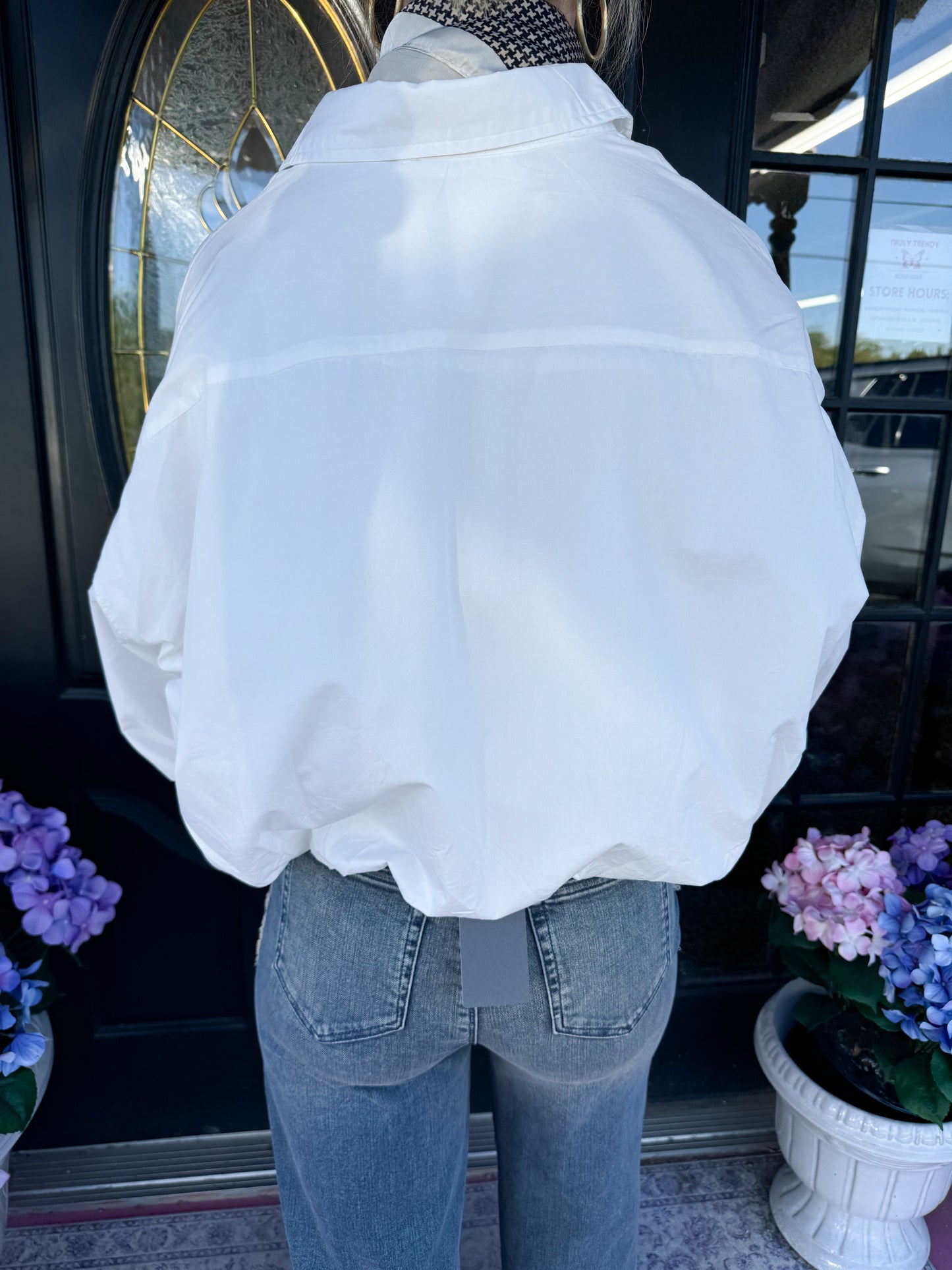Cotton White LS Bubble Shirt