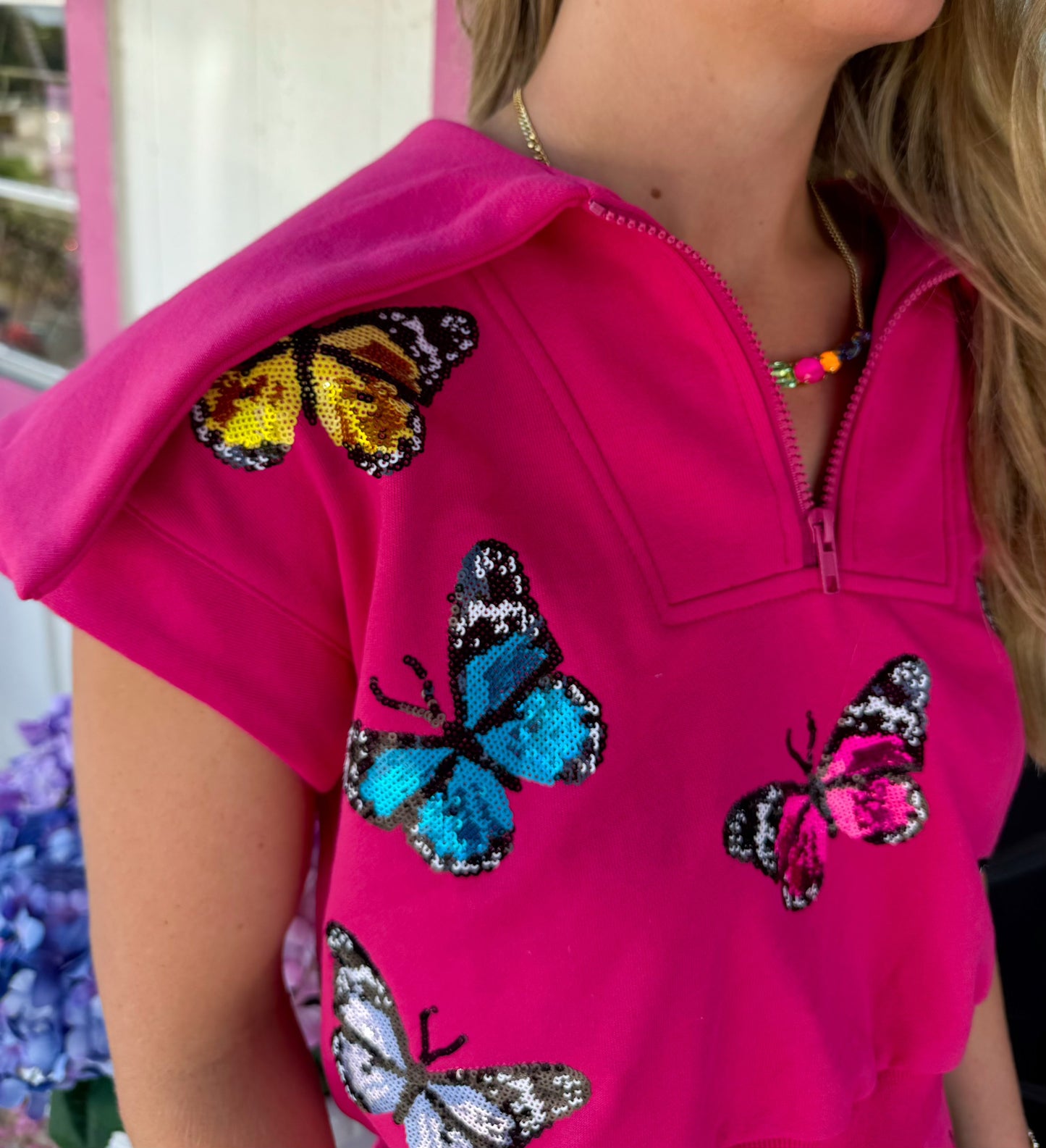 Hot Pink Butterfly Skort Set