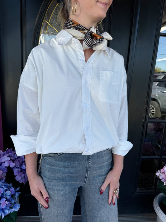 Cotton White LS Bubble Shirt