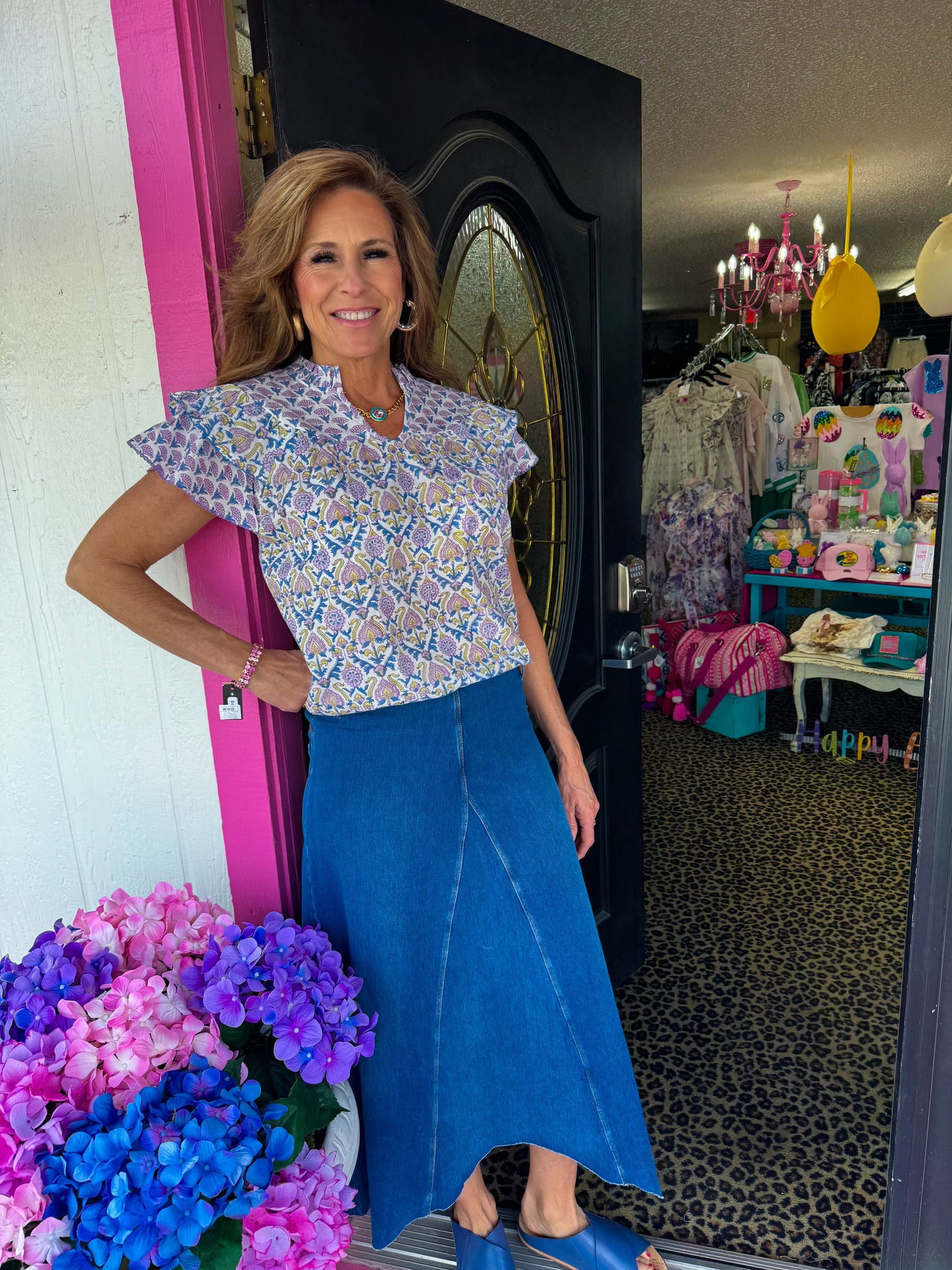 Lilac Twin Print Top