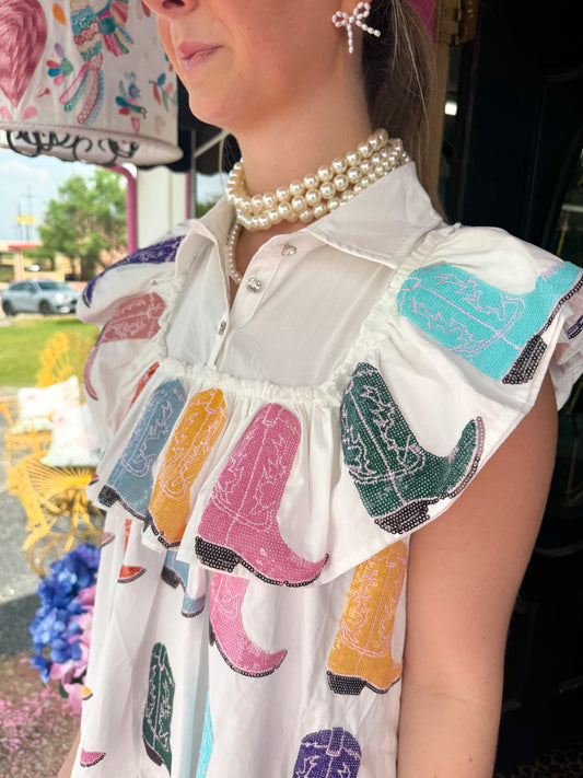 White Cowboy Boot Dress