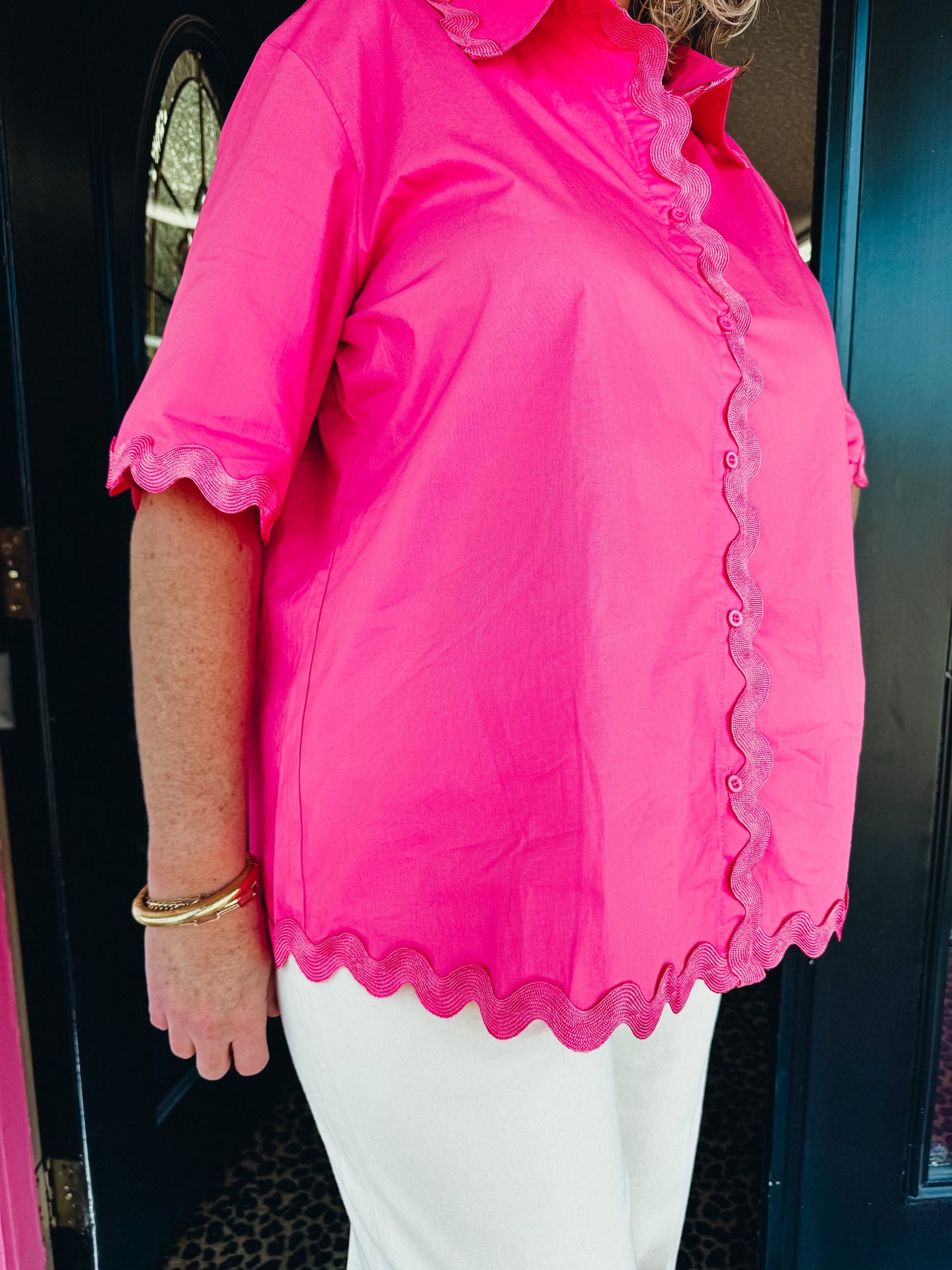 Pink Wave SS Button Top