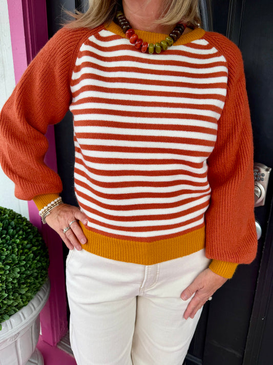 Rust/Mustard stripe Raglan