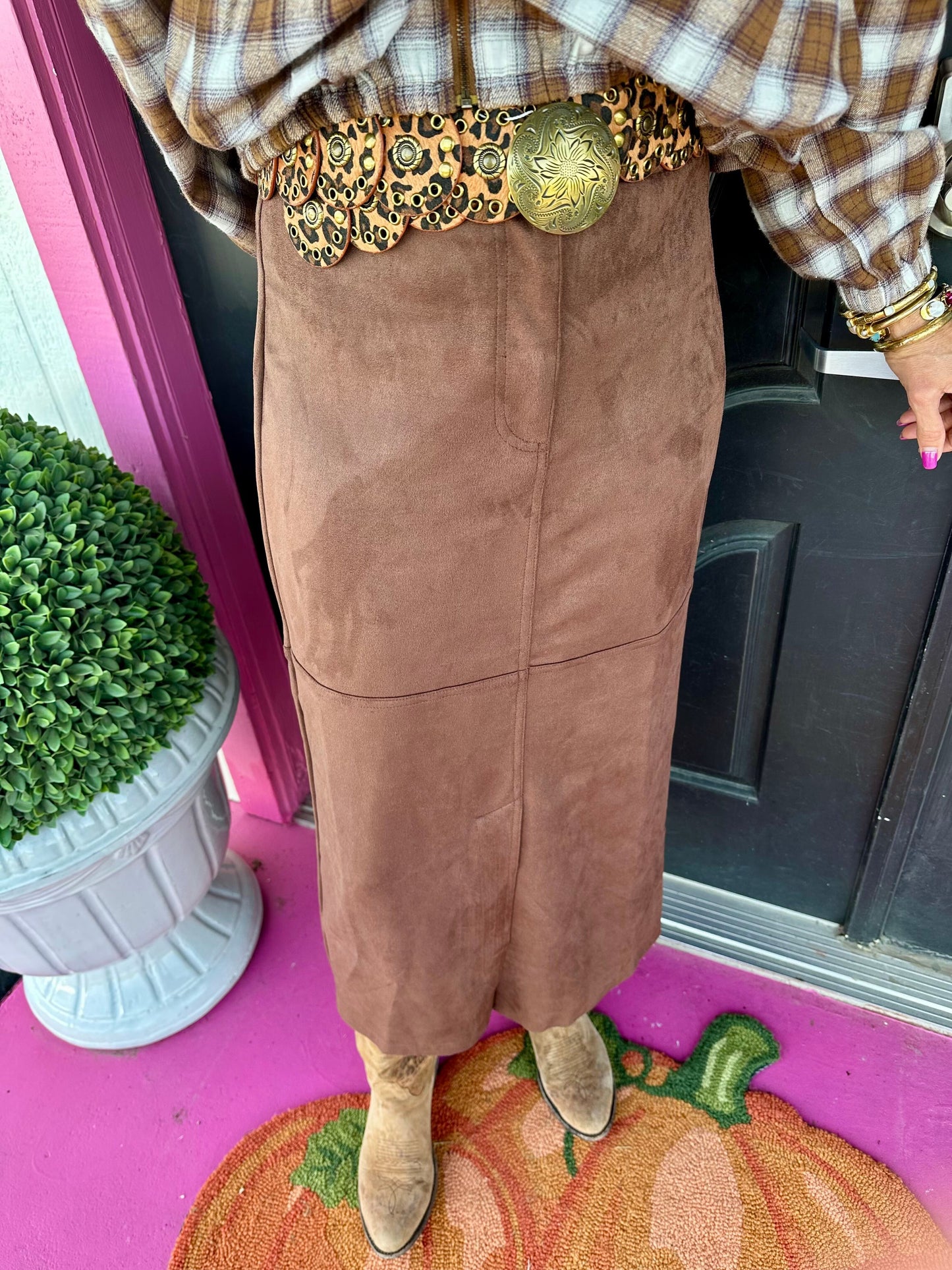 Brown Suede Maxi Skirt