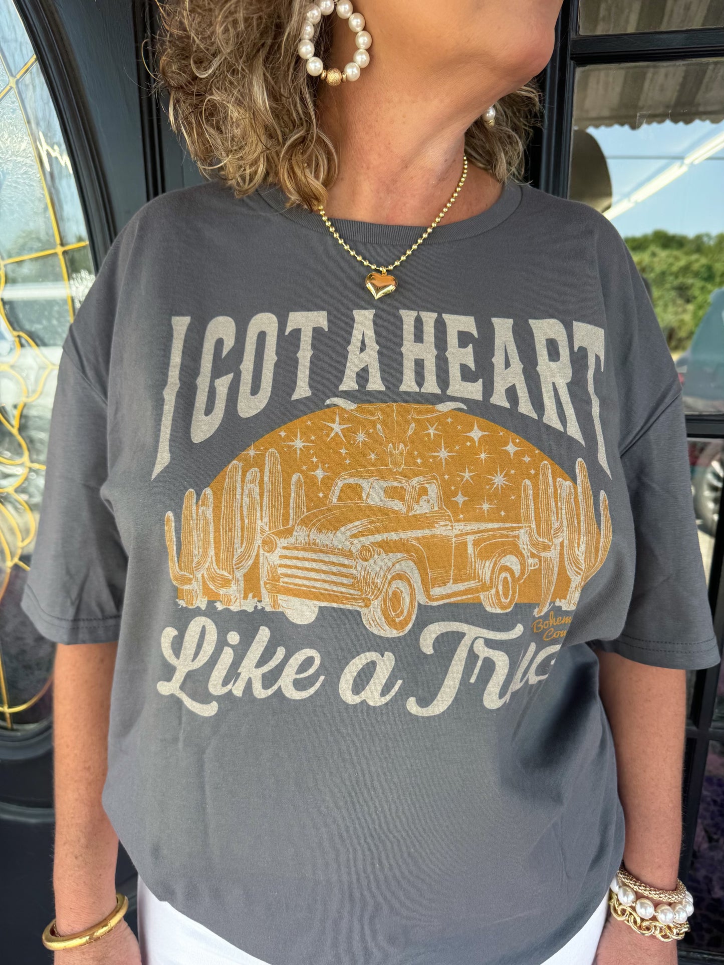 Heart Like A Truck Grey Tee