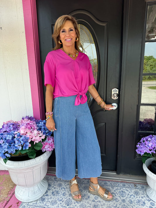 Bleached Blue Echo Denim Culottes