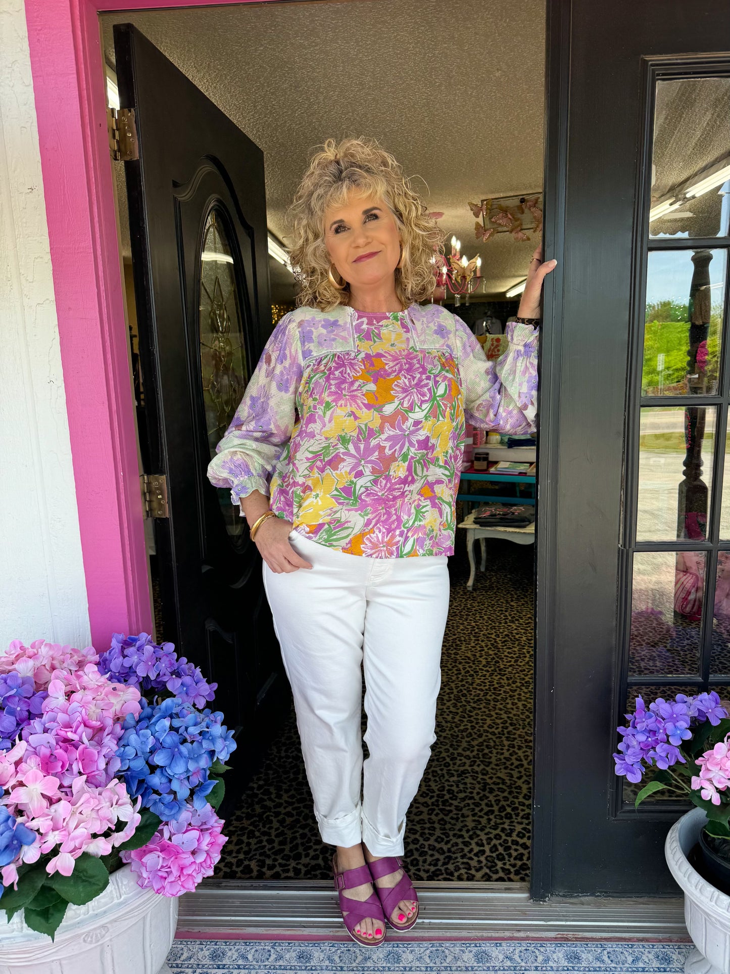 floral, peasant top, fate, pastel, long sleeve