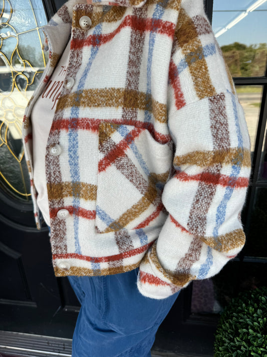 Denim Stripe Plaid Shacket
