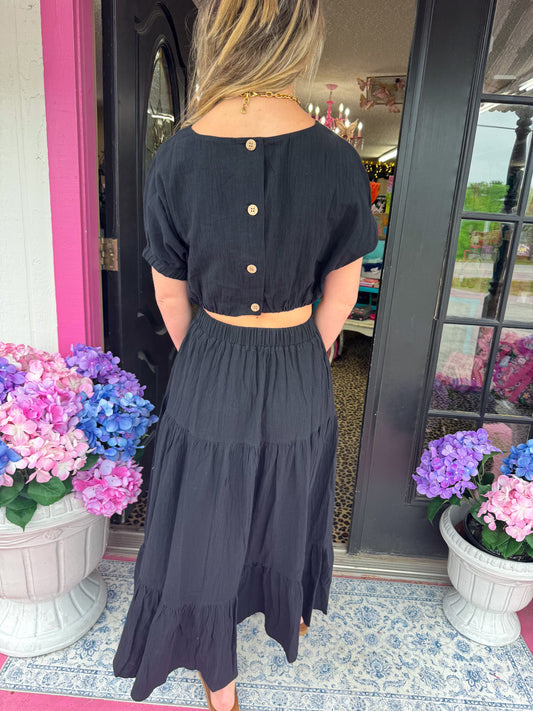 Black Tiered Skirt Set
