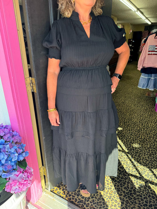 Black Tiered Maxi Dress