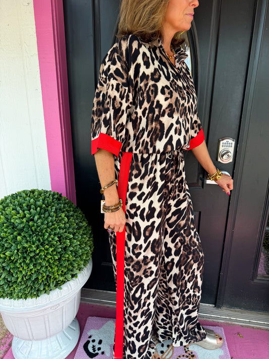 Leopard Red Stripe Pants