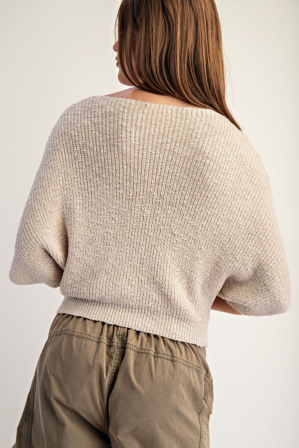 Oatmeal Cropped Dolman Sweater