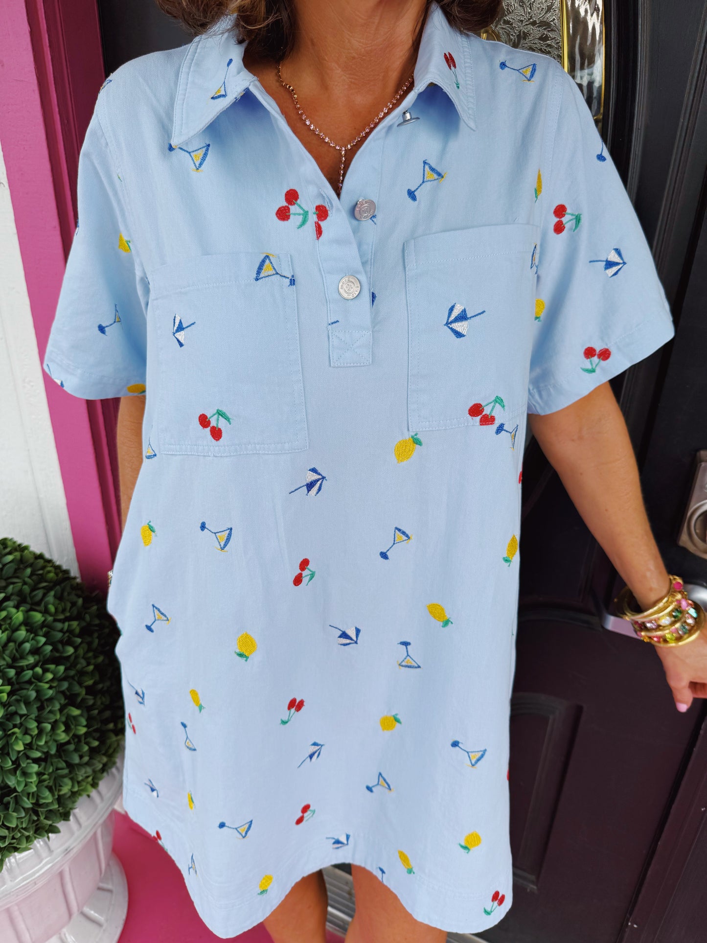 Blue Summer Mix Emb Dress