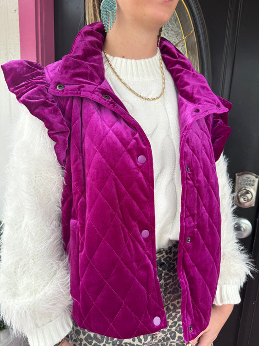 Magenta Velvet Vest