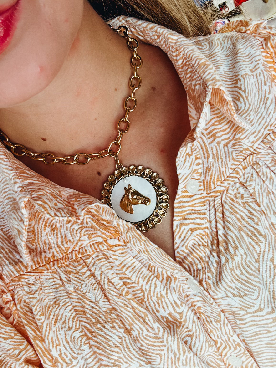 White Horse Head Necklace