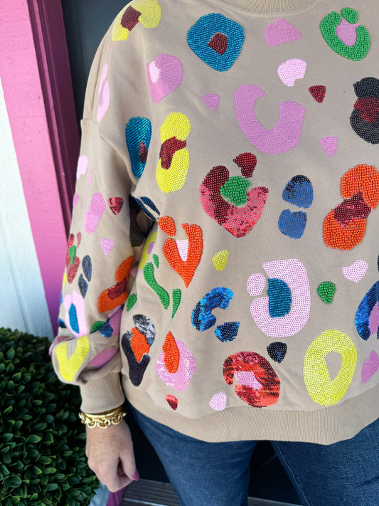 Tan Multi Color Leopard SS